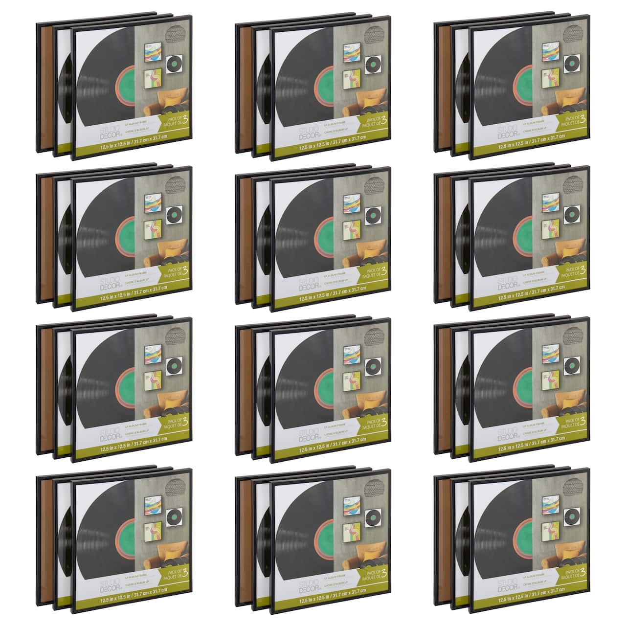 12 Packs: 3 ct. (36 total) Black 12.5" x 12.5" LP Album Frame by Studio Décor®